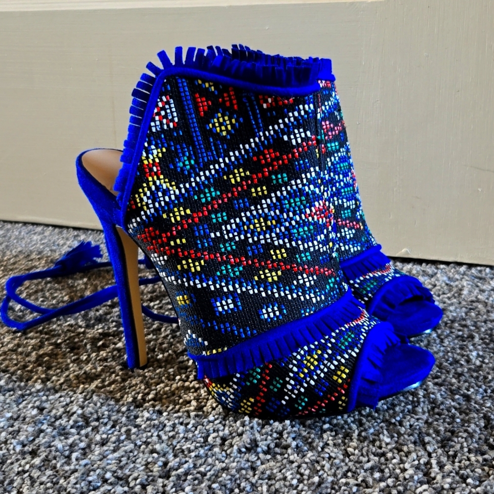 Blue Multi color heels